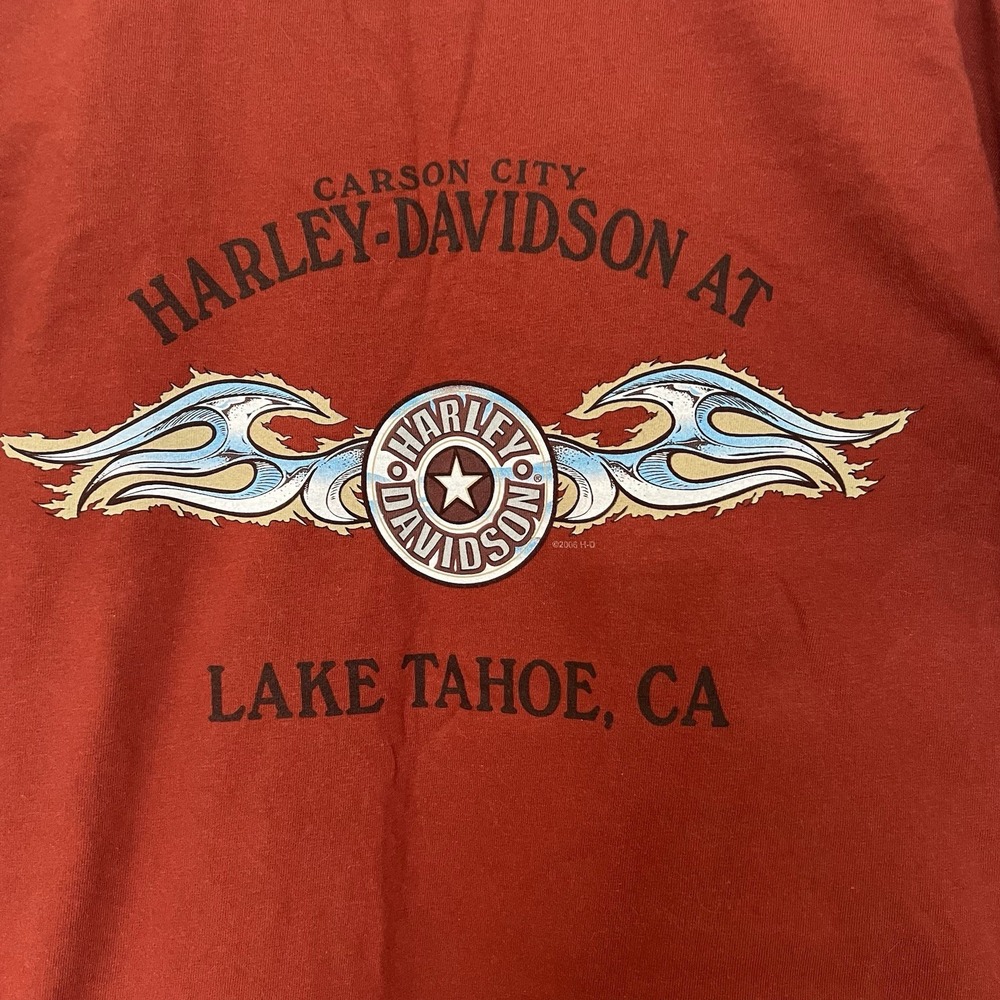 Harley Davidson T-Shirt Mens XL Red Lake Tahoe  CA Graphic Made in USA